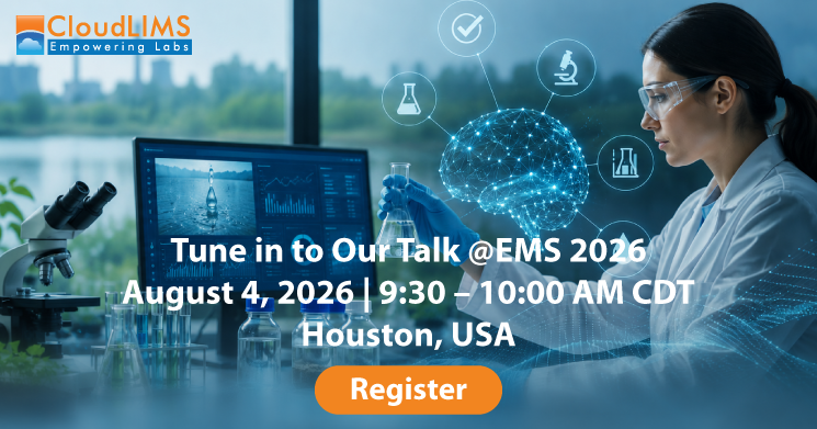CloudLIMS showcasing its AI-native Environmental LIMS at EMS 2026